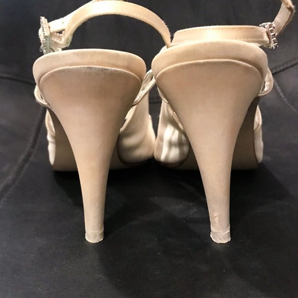 Champagne Fifi Maisie Peep-toe Swarovski Heels - Picture 4 of 9